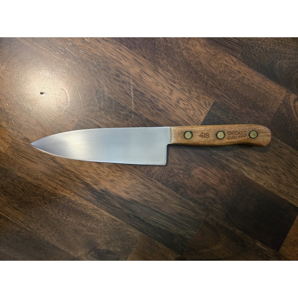 Vintage knife Chicago Cutlery 41S Chef Knife 6" Blade WOOD Riveted Handle GVC